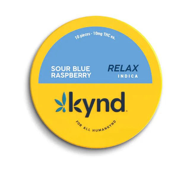 Kynd Gummies - Relax Sour Blue Raspberry 10pk Gummies 10pk/100mg (indica, 2.8g)