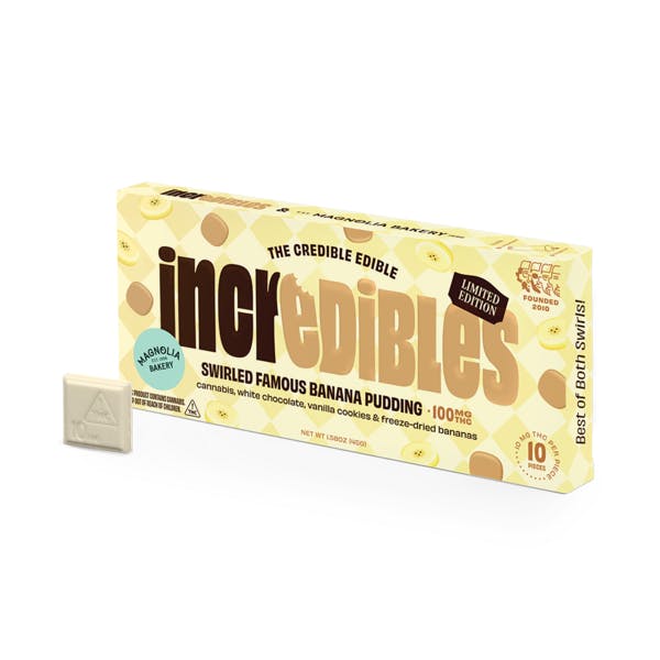 image of Incredibles – Banana Pudding | 100mg Chocolate Bar (10mg/10pc)