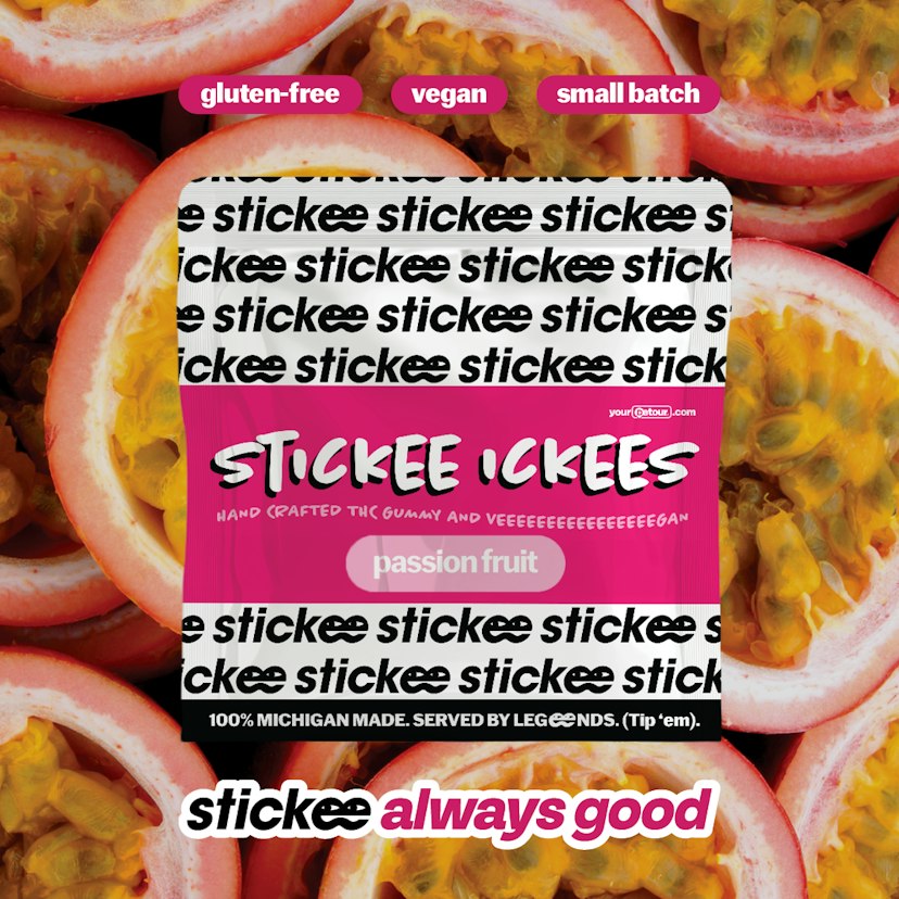 STICKEE ICKEES | Passion Fruit | Hand Crafted Vegan Gummies | 5 x 40mg