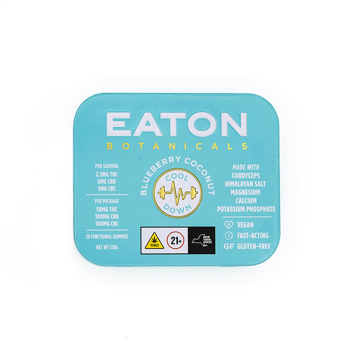 Eaton Botanicals | Cool Down | Blueberry Coconut | THC:CBD:CBC | 50mg | 10ct