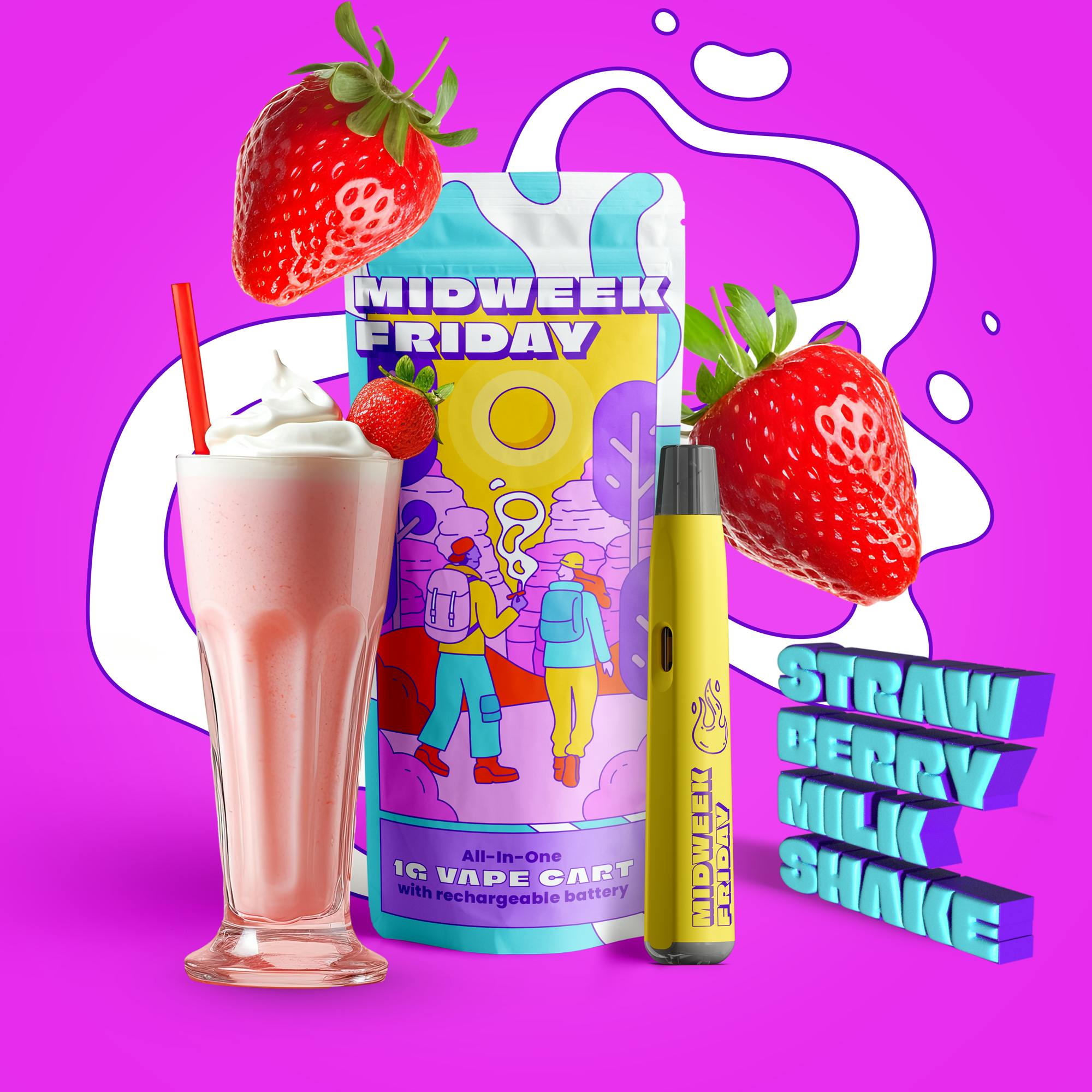 Midweek Friday Strawberry Milkshake | 1g | Disposable Vape | Midweek Friday  - Bud & Rita's Cannabis Dispensary in Niles & Chicago, IL
