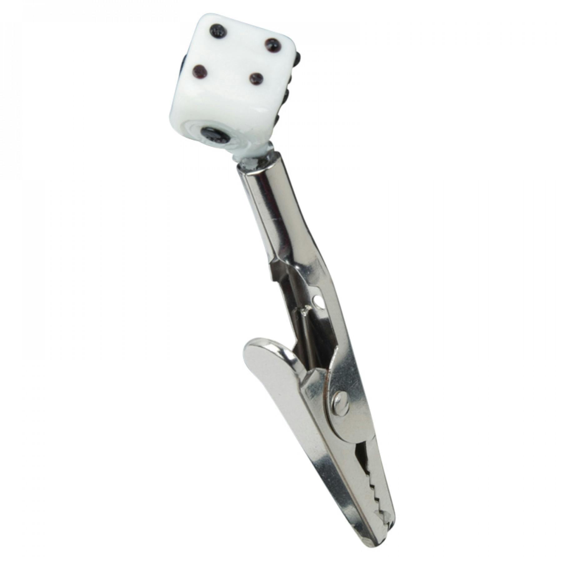 Spark | Glass Dice Roach Clip - White