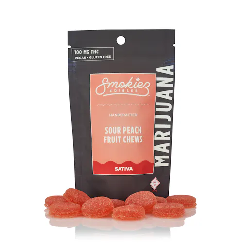 Sour Peach Sativa  100mg THC Fruit Chews-active