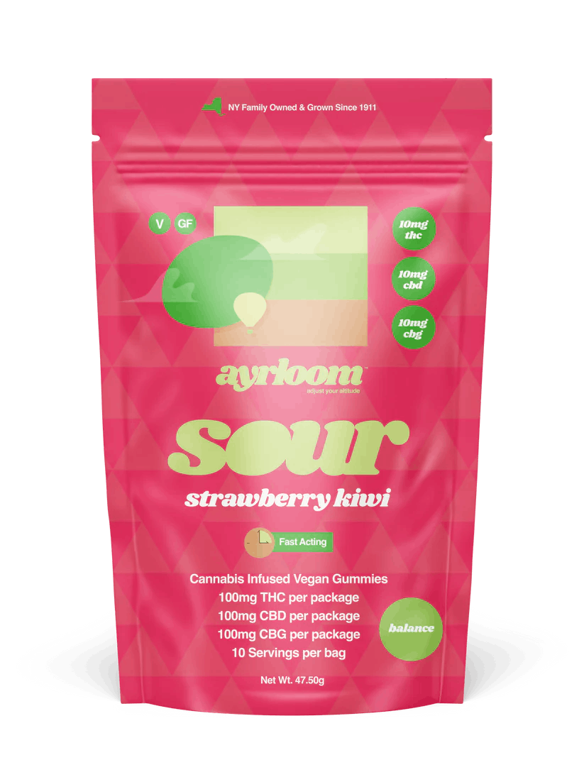 Photo of Ayrloom Sour Strawbery Kiwi 1:1:1 | 10MG THC : 10MG CBD : 10MG CBG 10 Pack