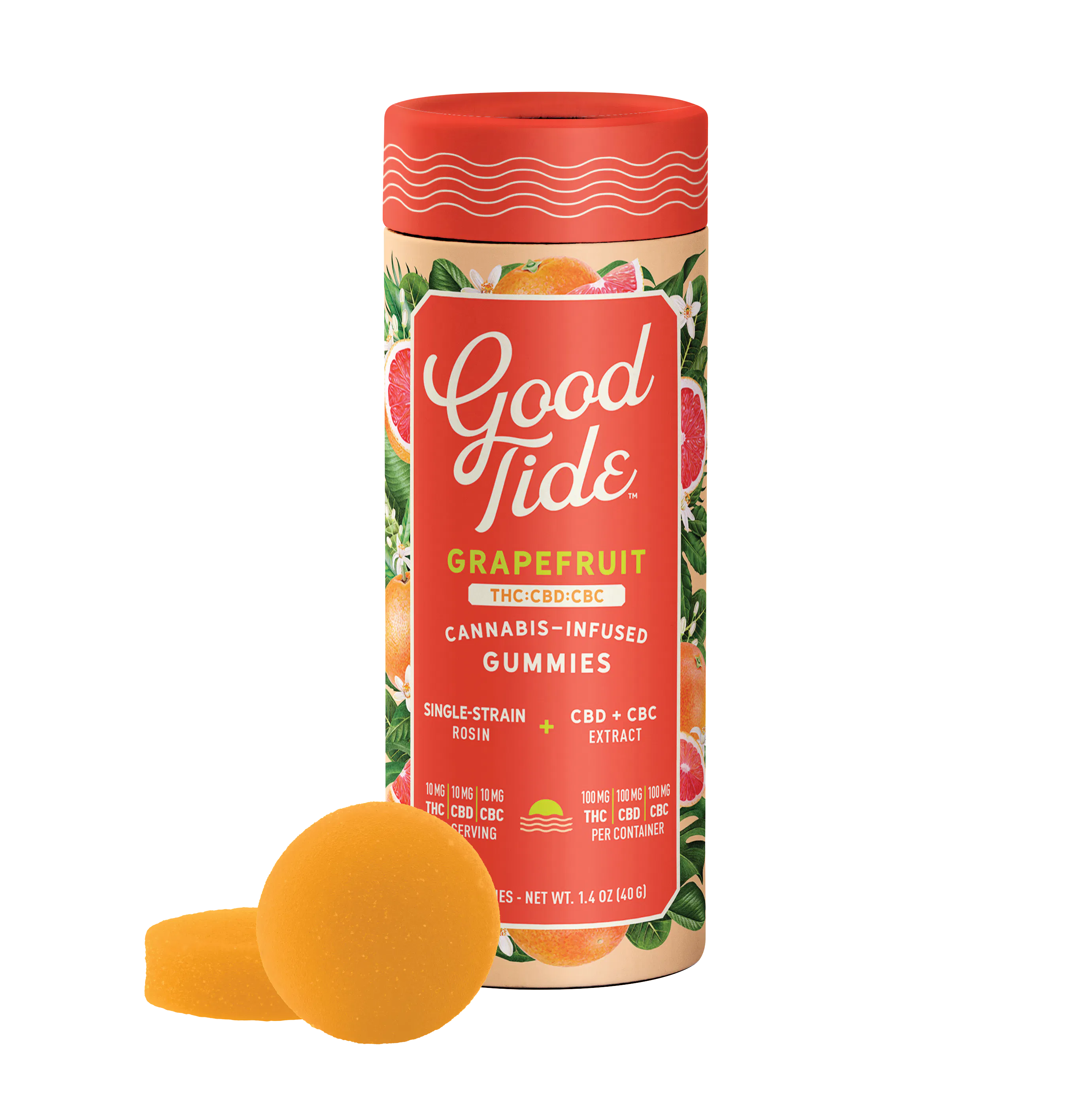 Good Tide - Gummies Hash Rosin 1:1:1 - Grapefruit (100mg (THC/CBD