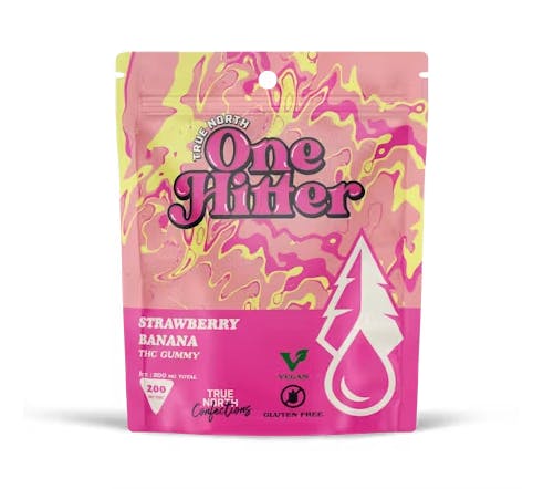 Product: True North Confections | Strawberry Banana One Hitter Gummy | 200mg