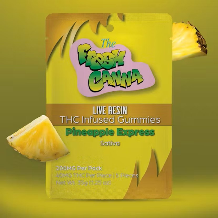 Fresh Canna 200mg Live Resin 5pk Gummies Pineapple Express