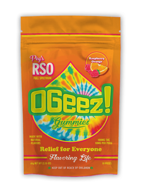OGeez Peg's Raspberry Orange RSO 10pk/100mg