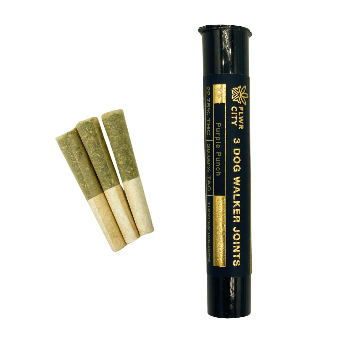 FLWR CITY |  0.35g Dogwalker Pre roll joints 3pk | Purple Punch