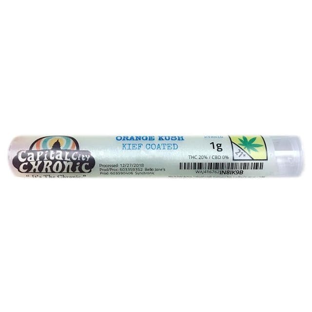A pack of five strain specific whole gram pre rolls (5g total) by Capital City Chronic.