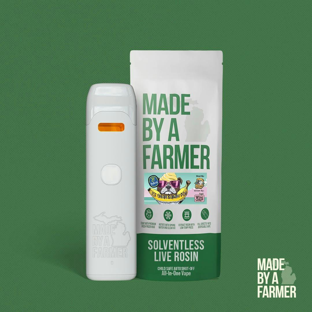 Made By A Farmer - 1g Live Rosin Disposable - Ice Cream Banana Dog