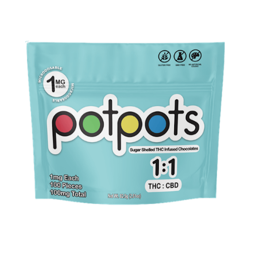 Potpots | 100mg Chocolate | 1:1 THC/CBD Milk Chocolate Bites 100ct