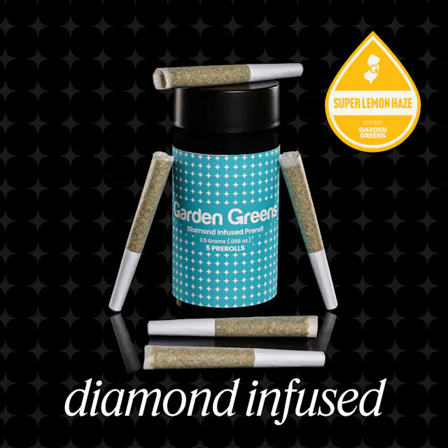 Garden Greens Diamond Infused Pre-Roll Pack Super Lemon Haze 5pk/2.5g (sativa, packs)