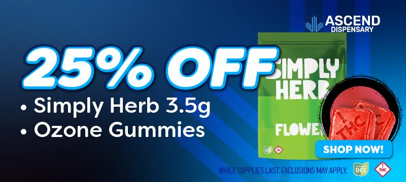 25% off: Ozone Gummies & Simply Herb 3.5g