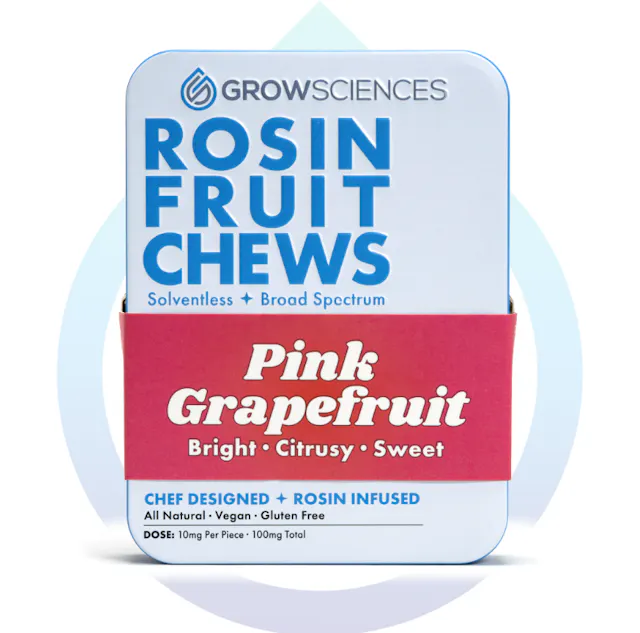 Grow Sciences Live Rosin Fruit Chews Pink Grapefruit 10pk/100mg (hybrid, 1g)