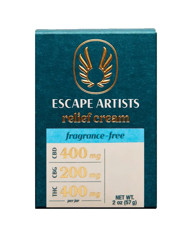 Escape Artists Relief Cream Fragrance Free 2 CBD : 1 CBG : 2 THC 400mg (hybrid, lotions, 11.2g)
