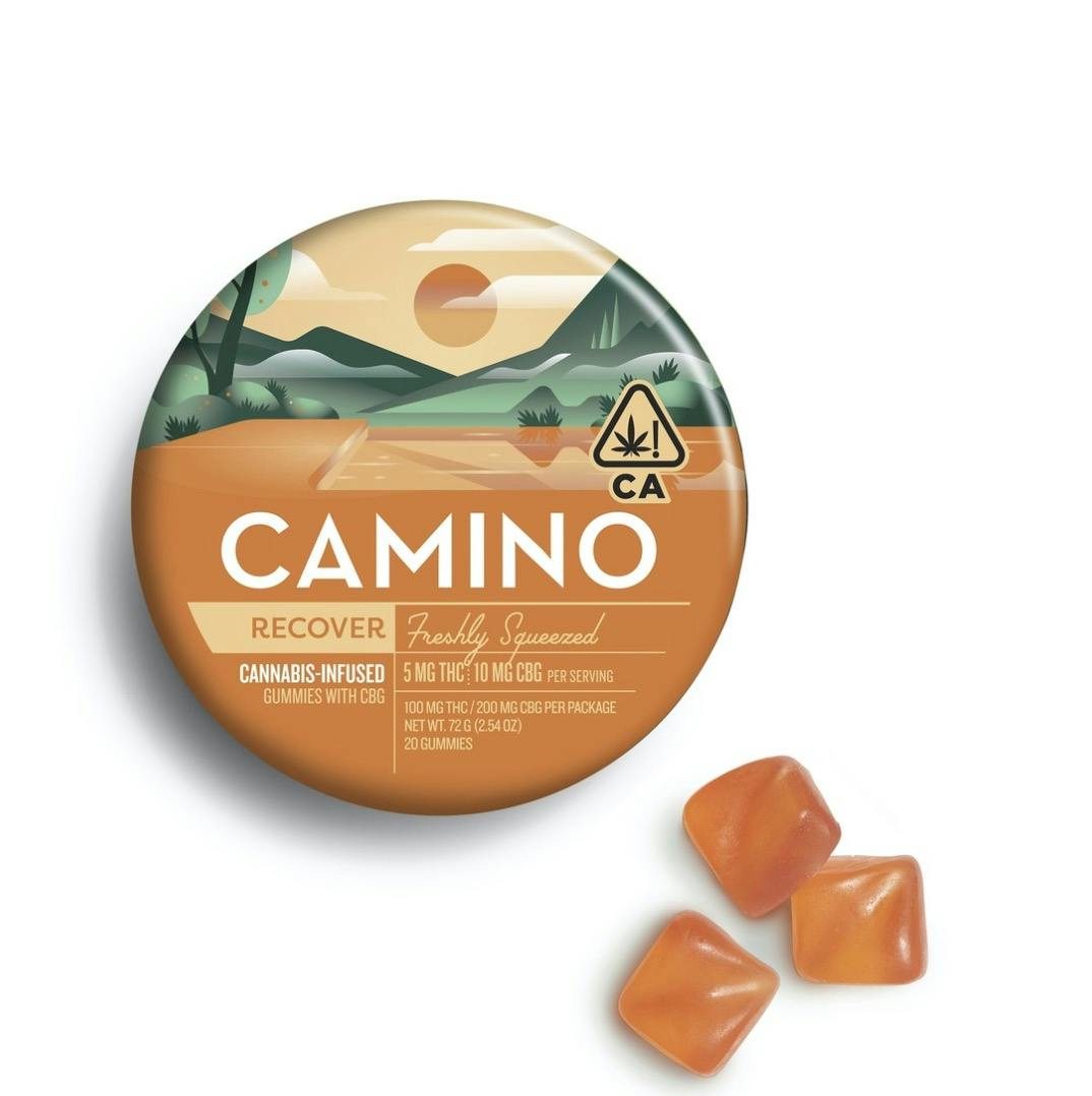 Product: Camino | Freshly Squeezed Recover 1:2 THC:CBG Gummies | 100mg:200mg