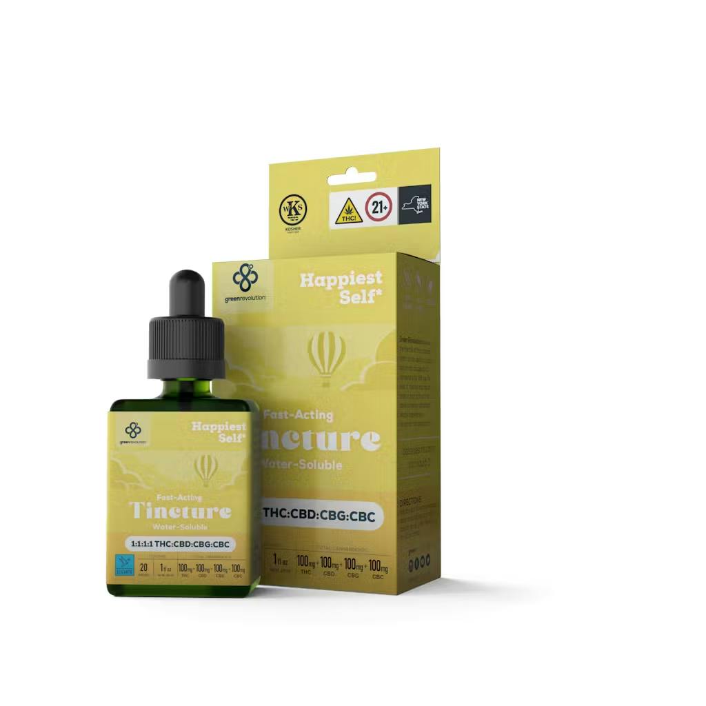 Oral Liquids | Green Revolution | Happiest Self Tincture | 1:1:1:1 THC:CBD:CBG:CBC | 100mg