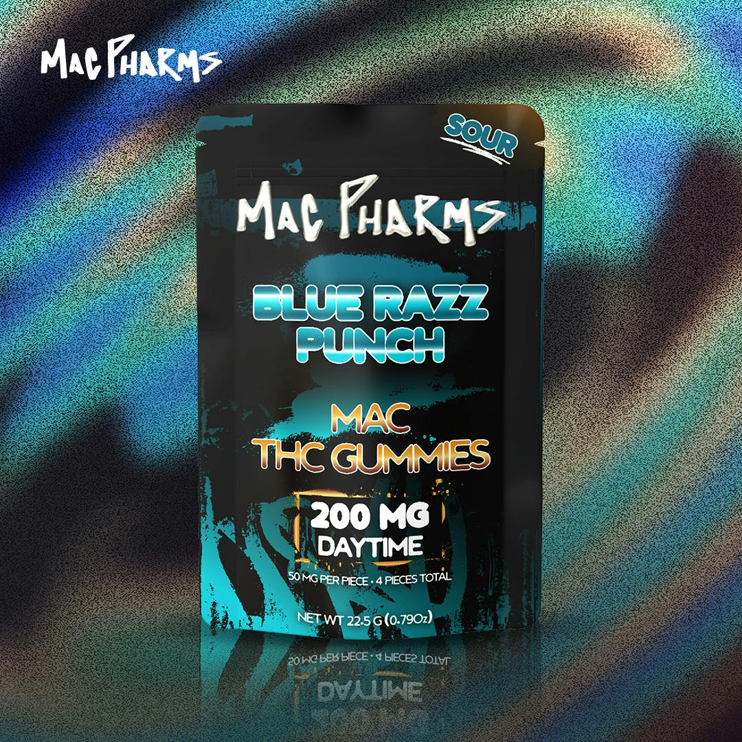Mac Pharms - 200mg Gummies - Sour Blue Razz