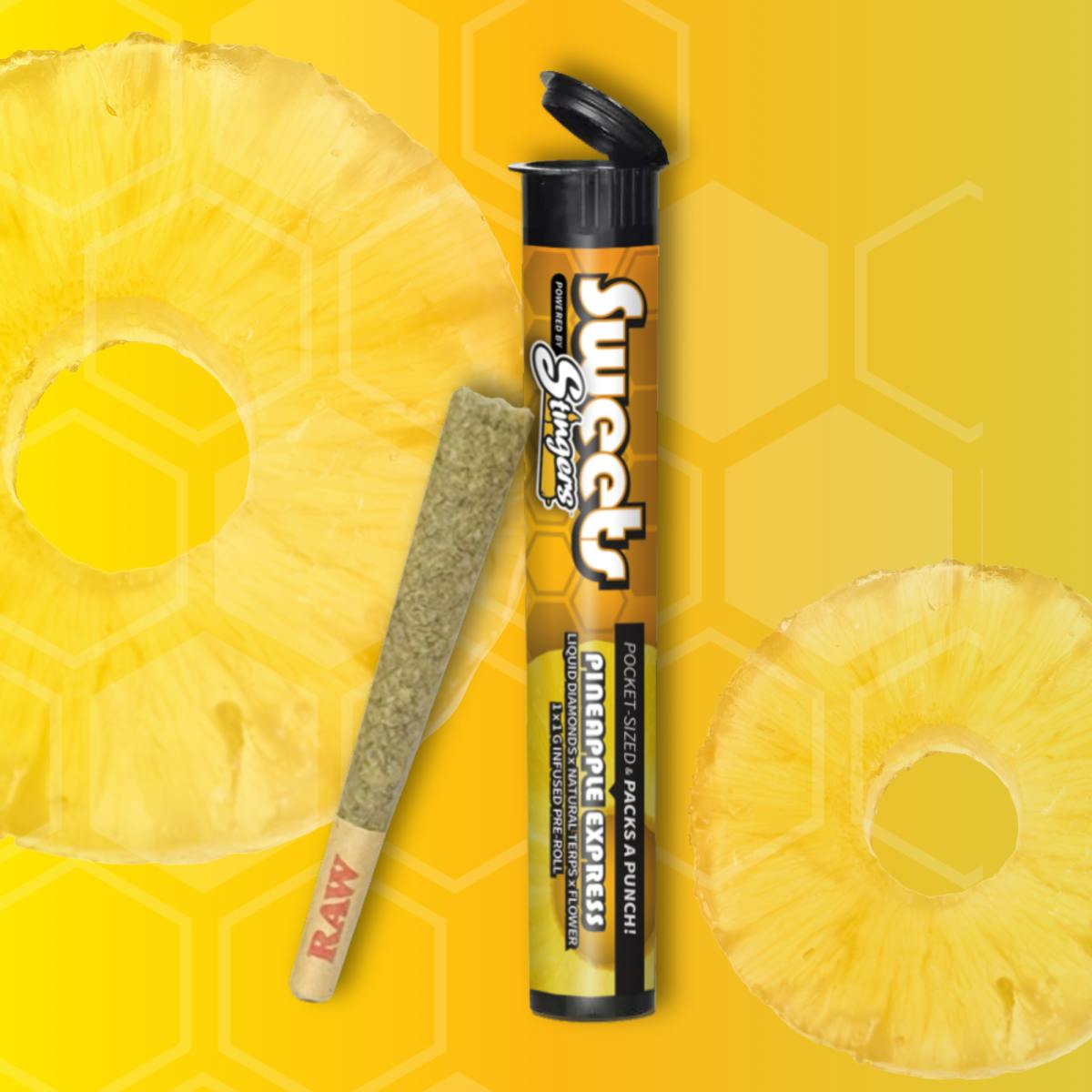 Product: Stingers Sweets | Pineapple Express | Liquid Diamond Infused Preroll - 1g