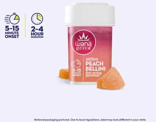 Quick Peach Bellini Sativa Gummies [20 pack] | 100mg-1