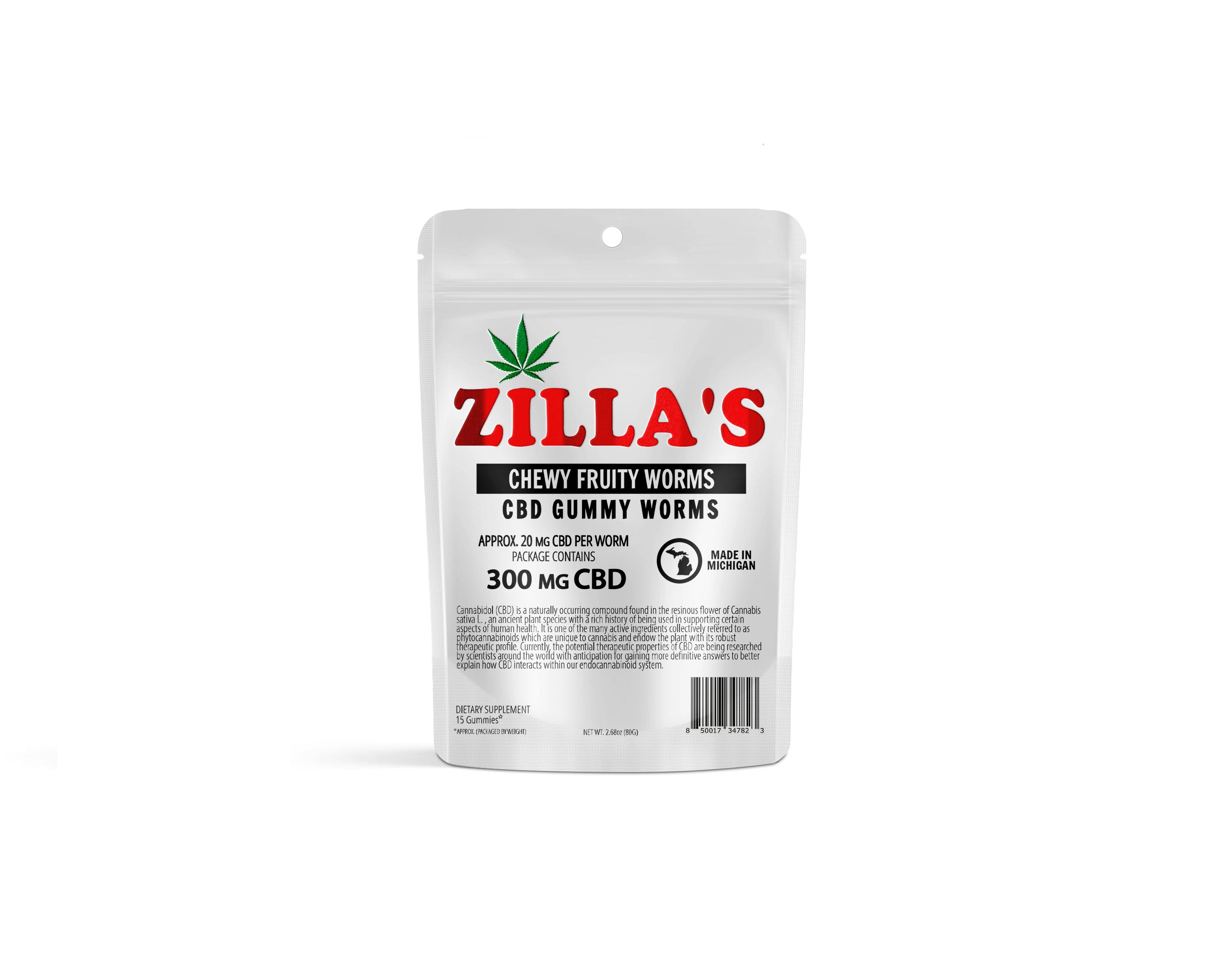 Product: CBD | Chewy Fruity Worms 300mg | Zilla's