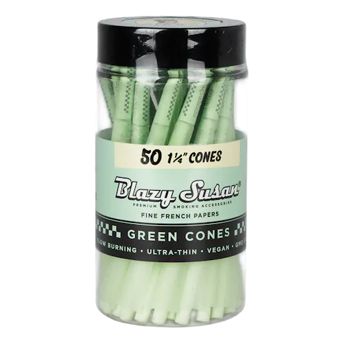 Blazy Susan 1 1/4′ Green Pre-Rolled Cones- 50pk-active