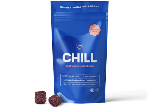 Tonic | CHILL | Blueberry Peach | 1:1 THC / CBD Gummies | 20pk-active