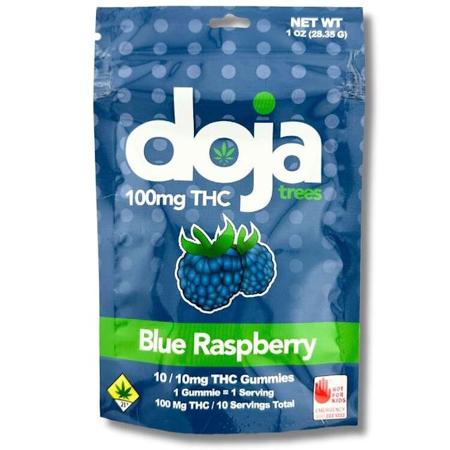 Doja Trees Gummy - Blue Raspberry - 10 x 10mg - 100mg THC