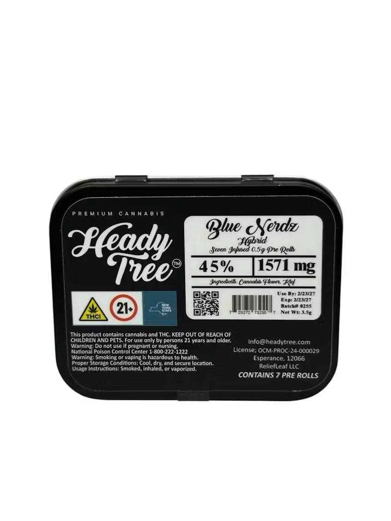 Heady Tree Blue Nerdz 7pk Infused Pre-Rolls - The Flowery NY