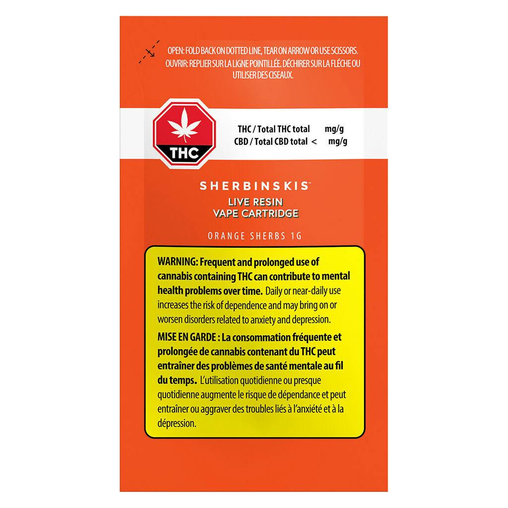 Sherbinskis - orange sherbs live resin 510 thread cartridge