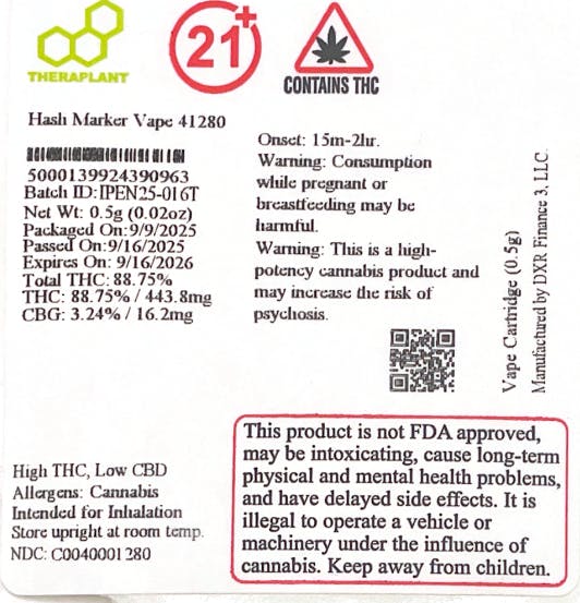 hash vape Hash Marker Vape Cart T444 (41280)