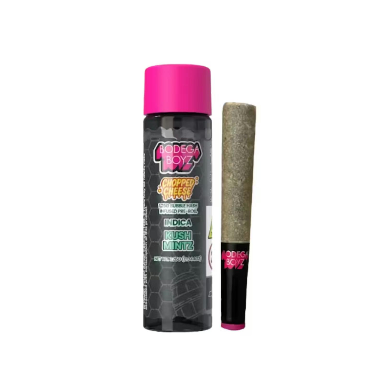 Bodega Boyz - Kush Mints Chopped Cheese Hash Infused Infused Preroll - 1.25gBODEGA BOYZIndicaTHC: 27.58%TERPS: 1.78%4th of July Weekend! Spend $750 get $145 Off+6
