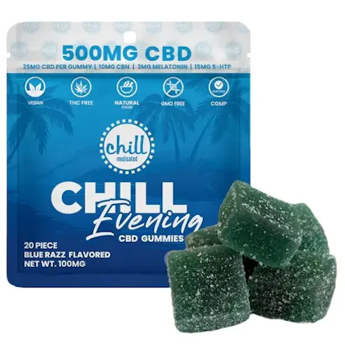 Chill Medicated Blue Razz CBD Evening Gummies Rec-active