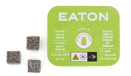 Product Gummies | Apple-A-Day | 50mg THC : 200mg CBD | Eaton Botanicals