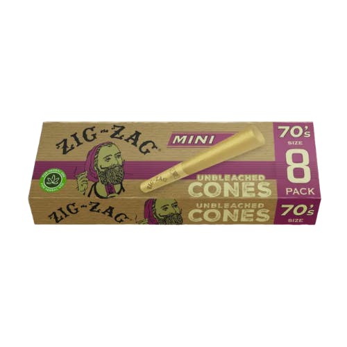 UNBLEACHED 70MM MINI CONES 8PK-0