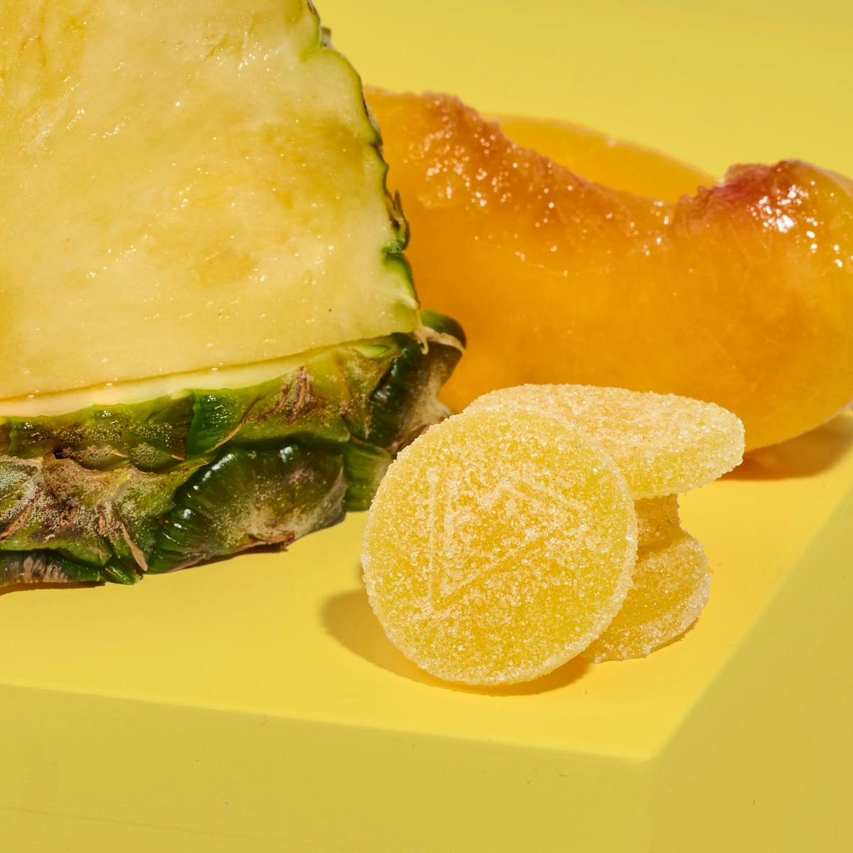 Product Peachy Pineapple 1:1:1 THC:THCV:CBG Fast On-Set Chews | Edibles | 300mg
