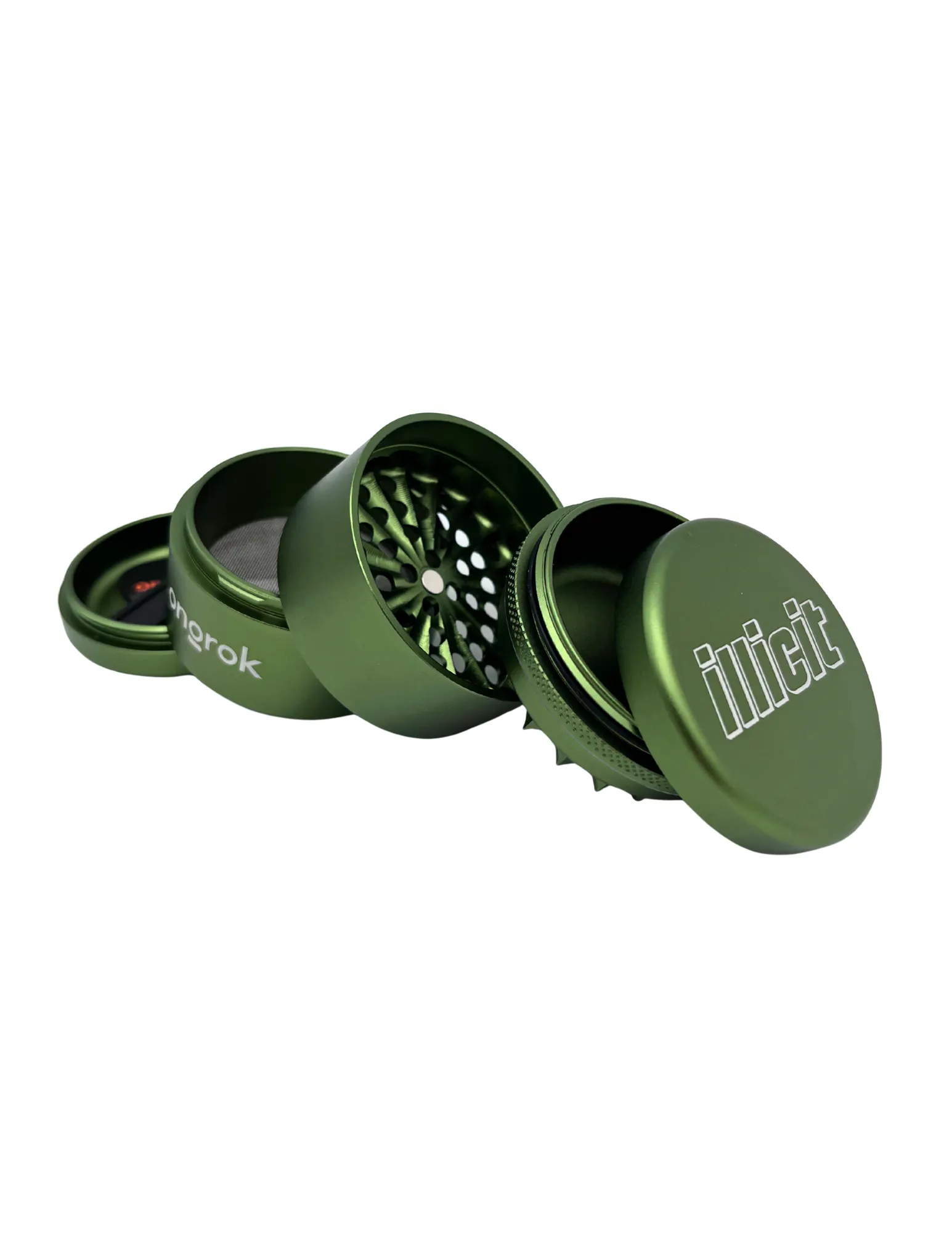ONGROK ILLICIT MINI FLOWER TEETH 5 PIECE GRINDER GREEN at From The