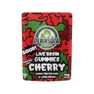 Peninsula - 200mg Live Rosin Gummies - Sour Cherry - EDIBLES by Peninsula Gardens at King of Budz