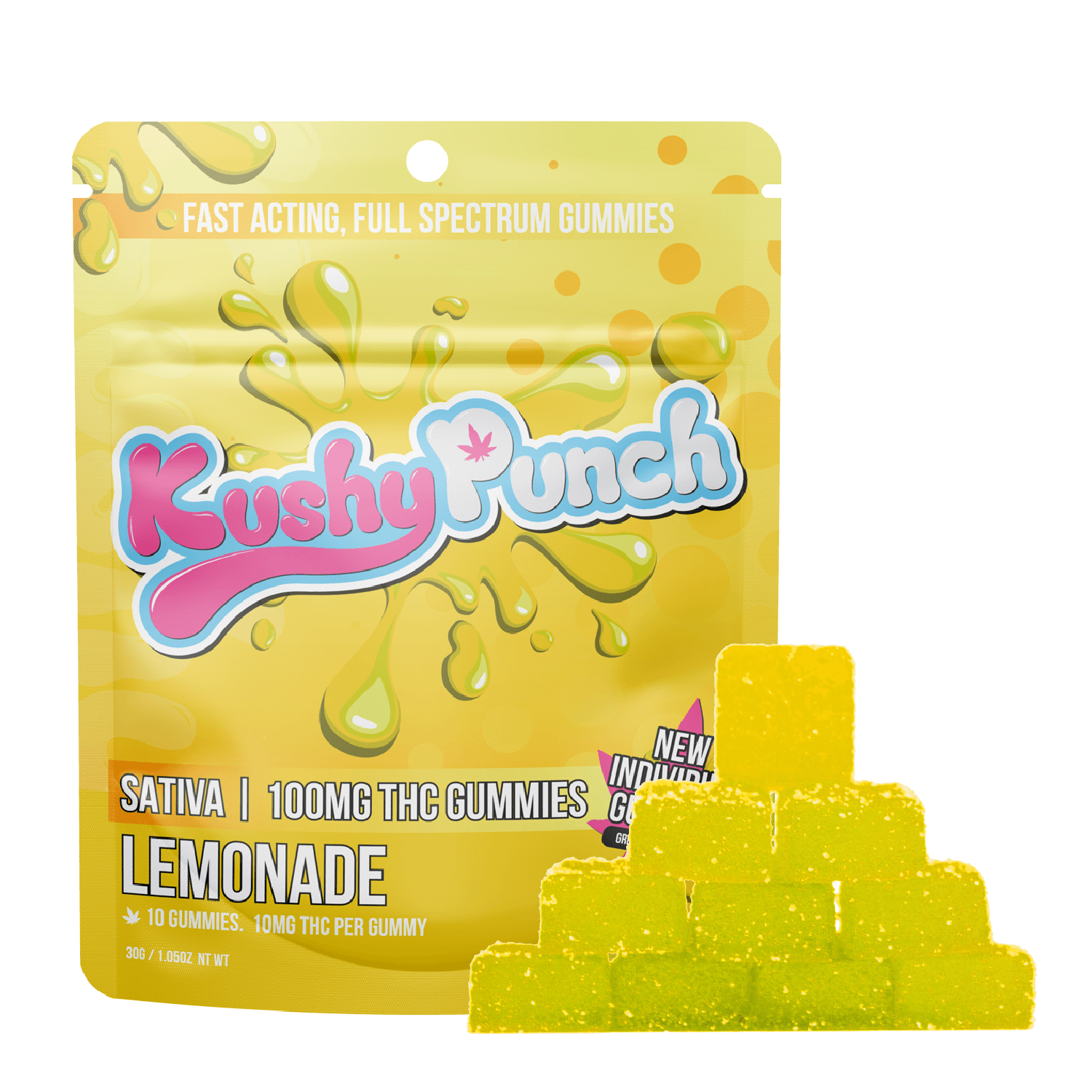 Kushy Punch 10 Pack of 10mg Gummies (100mg)- LemonadeKushy PunchTHC: 0.31%400mg For $40 KushyPunch+2