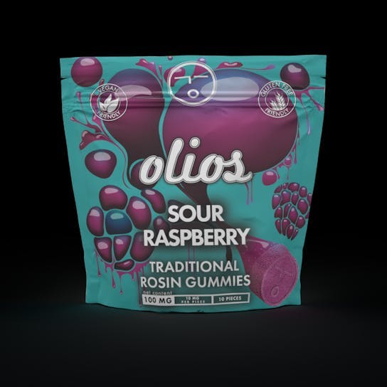 OLIO | Live Rosin Gummies | Sour Raspberry | 100MG (10MG/PC)