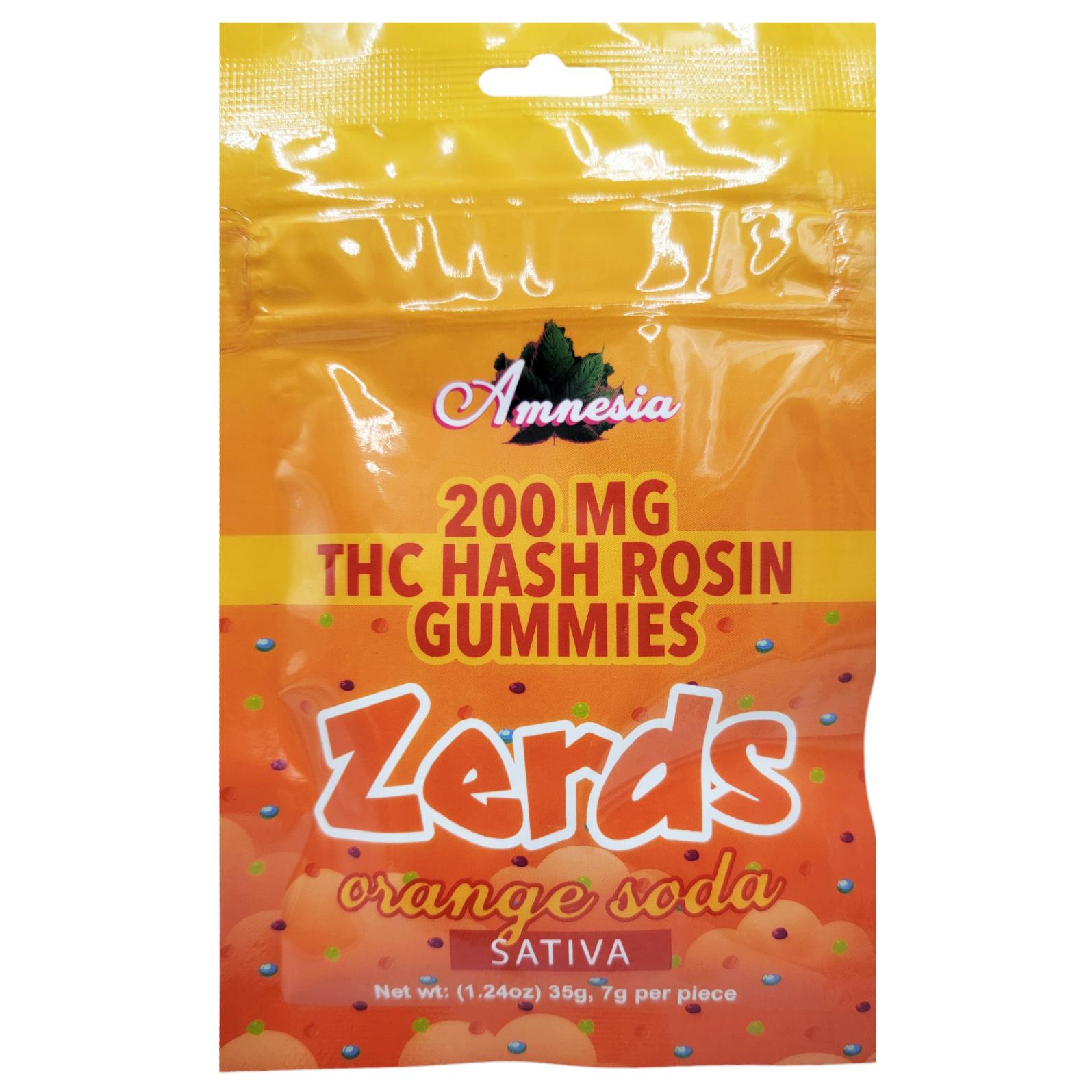 Amnesia Zerds Orange Soda Hash Rosin Gummies 200mg Rec - Exclusive