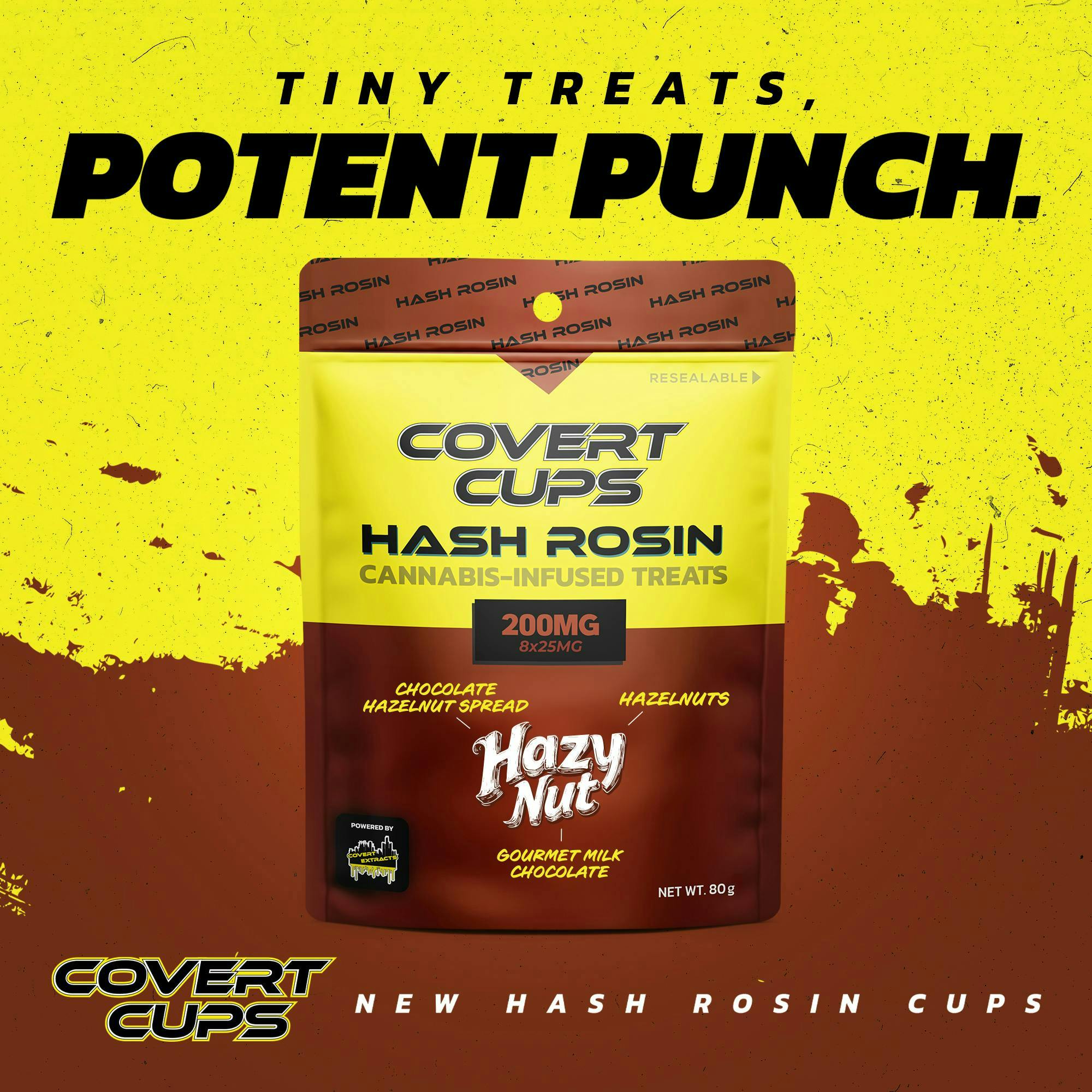 Product: COVERT CUPS | HAZY NUT - HASH ROSIN CHOCOLATES | 200MG | HYBRID