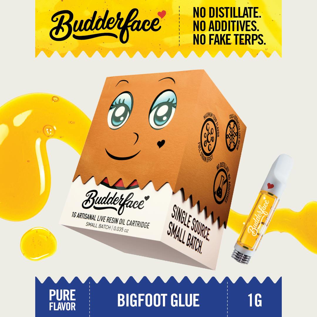 BUDDERFACE | BigFoot Glue | 1G | Artisanal Live Resin 510 Disposable Cart