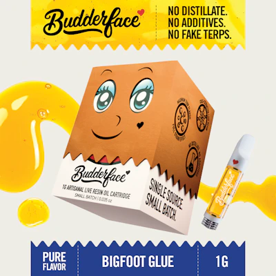 BUDDERFACE | BigFoot Glue | 1G | Artisanal Live Resin 510 Disposable Cart - CARTRIDGES by Budderface at King of Budz
