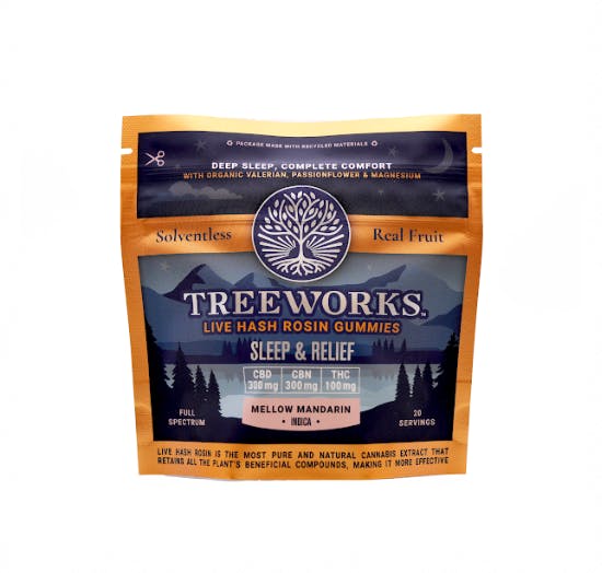 Treeworks | Sleep & Relief | Hash Rosin Gummies - 300mg CBD, 300mg CBN, 100mg THC