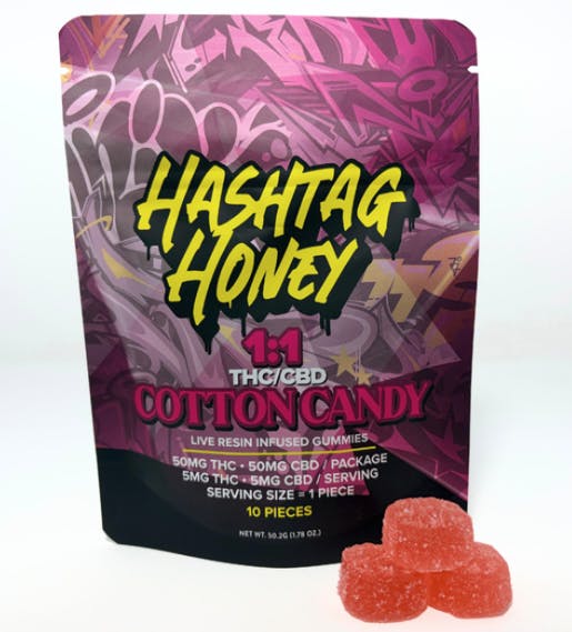 Hashtag Honey | Cotton Candy | 100mg Gummies | 1:1 THC:CBD image 0