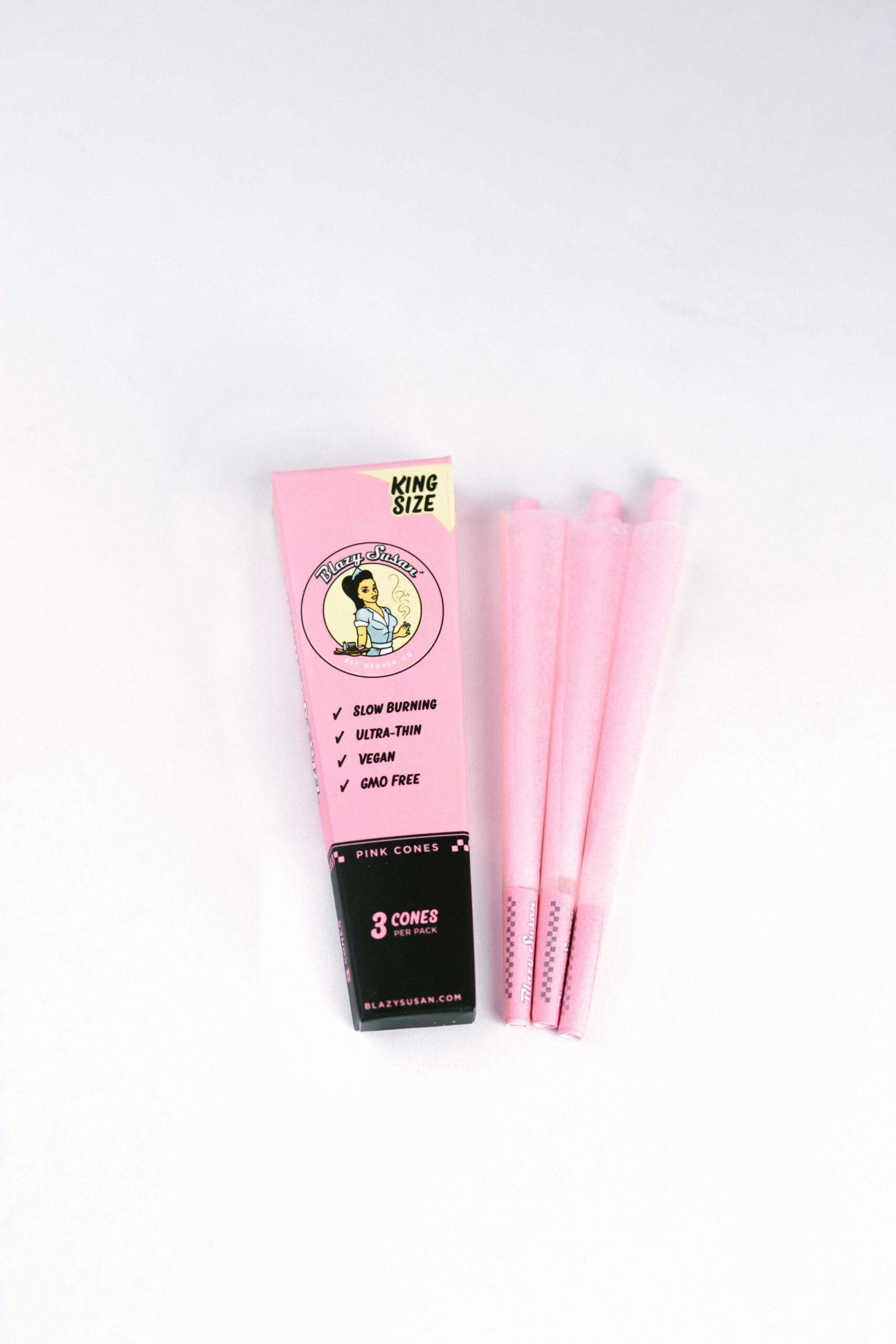 Blazy Susan - King Size Pink Pre Rolled Cones 3pk