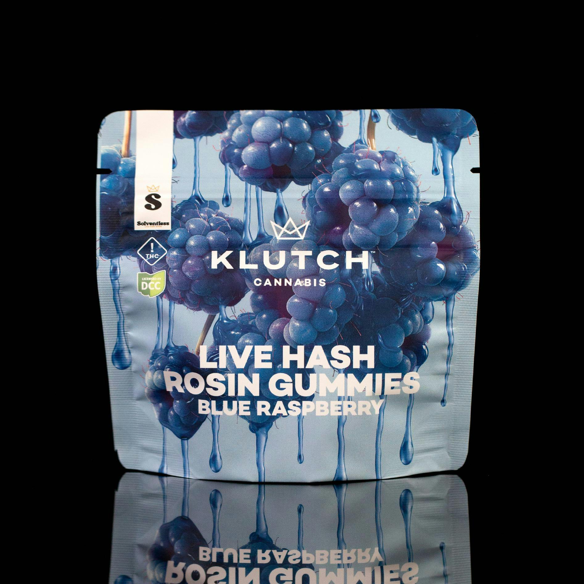 Klutch: 1:1 THC:CBG Blue Raspberry - Live Hash Rosin Gummies 10pk 100mg