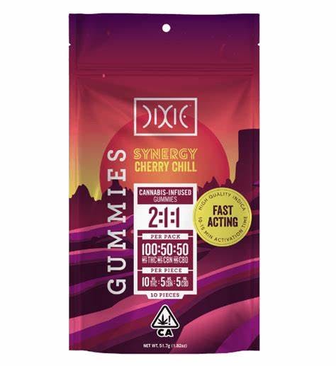 Product: Dixie | Cherry Chill Fast Acting Synergy 2:1:1 THC:CBN:CBD Gummies | 200mg:100mg:100mg